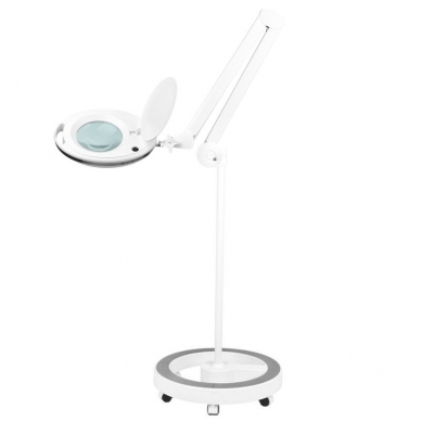 Kosmetologinė LED lempa su lupa ir stovu ant ratukų 5D 10W