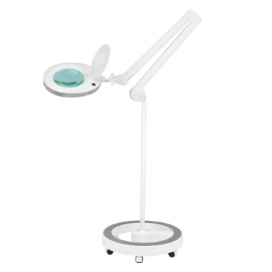 Kosmetologinė lempa LED su lupa ir stovu ELEGANTE 60LED 5D 6W WHITE