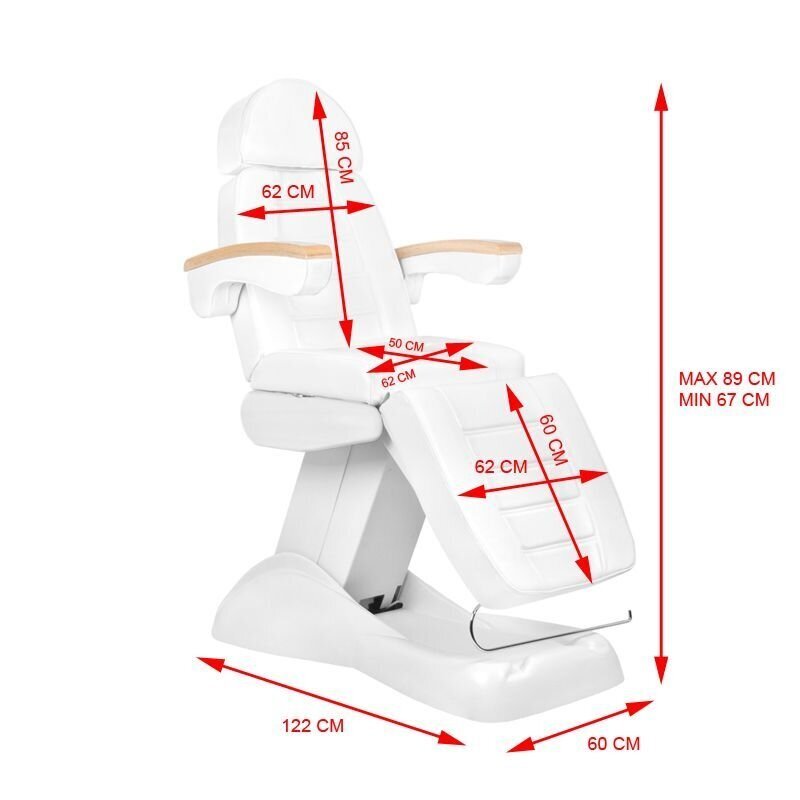 Kosmetoloģijas krēsls ELECTRIC 3 MOTORS LUX WHITE 12 Kosmetoloģijas krēsls ELECTRIC 3 MOTORS LUX WHITE 12