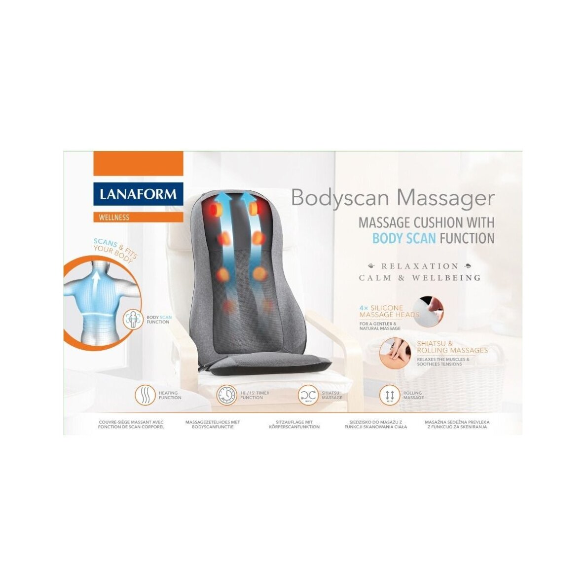 Masažinė sėdynė su kūno skenavimo funkcija Lanaform Bodyscan Massager 6