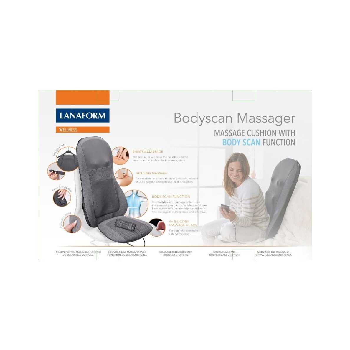 Masažinė sėdynė su kūno skenavimo funkcija Lanaform Bodyscan Massager 7 Masažinė sėdynė su kūno skenavimo funkcija Lanaform Bodyscan Massager 7