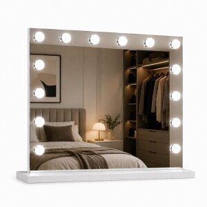 Make-up mirror with LED light HOLLYWOOD 80x65cm