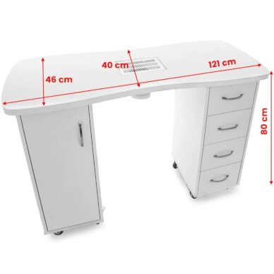 Manicure table with dust collector CABINETS WHITE 5