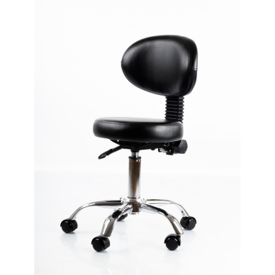 Kosmetoloģijas taburete ar atzveltni Round 5 (Black) 3