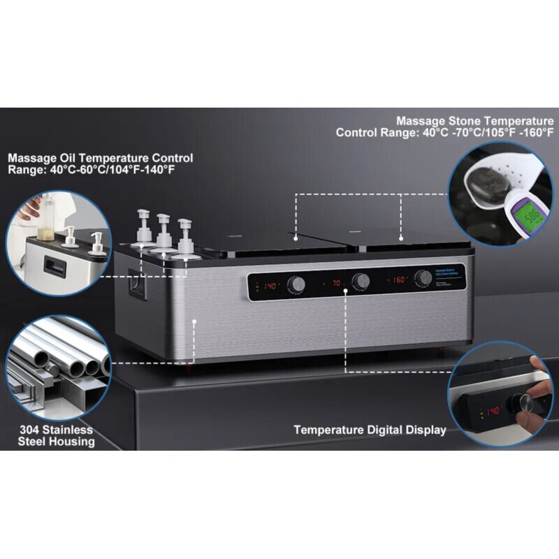 Masažo aliejaus ir akmenų šildytuvas Master 2in1 18