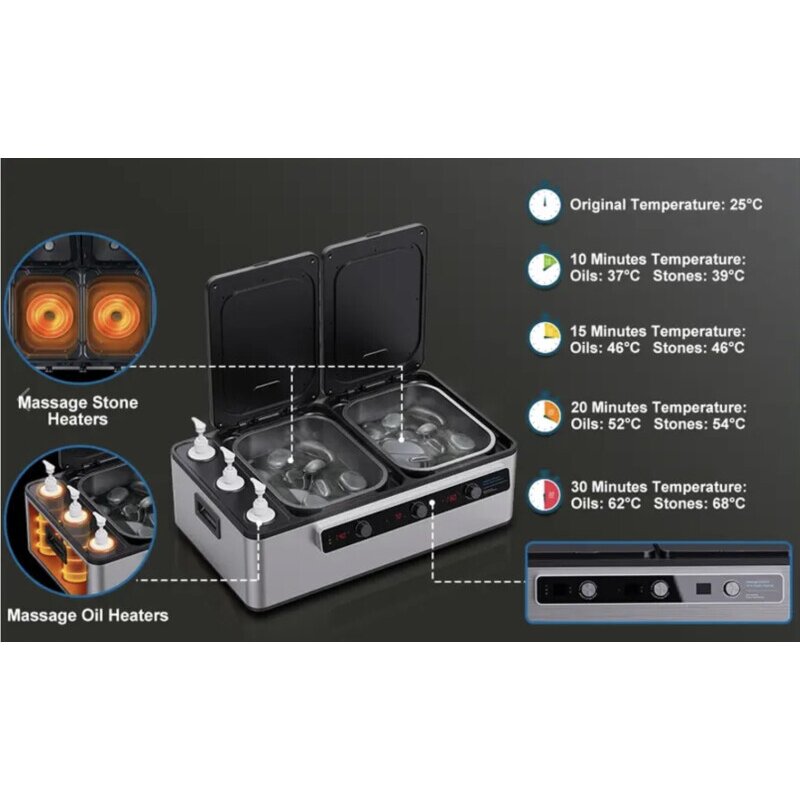Masažo aliejaus ir akmenų šildytuvas Master 2in1 17