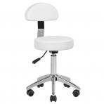 Kosmetologinė meistro kėdutė STOOL BEAUTY BACKREST ROUND WHITE