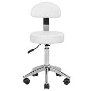 Kosmetoloģijas taburete STOOL BEAUTY BACKREST ROUND WHITE Kosmetoloģijas taburete STOOL BEAUTY BACKREST ROUND WHITE
