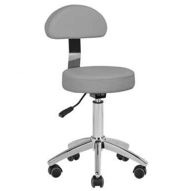 Kosmetoloģijas taburete STOOL BEAUTY BACKREST ROUND GREY
