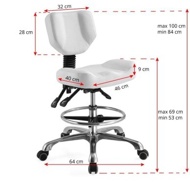 Kosmetoloģijas taburete BEAUTY STOOL COMFORT WHITE 4