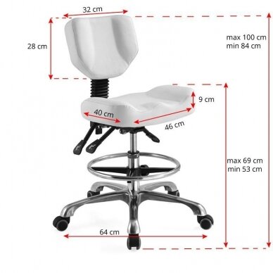 Kosmetoloogiline stool BEAUTY STOOL COMFORT WHITE 4