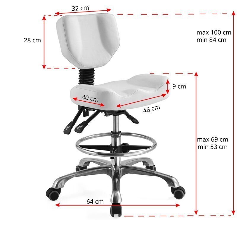 Kosmetoloģijas taburete BEAUTY STOOL COMFORT WHITE 4