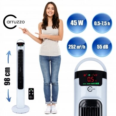 Bokštinis ventiliatorius Carruzzo 45W LCD 95cm