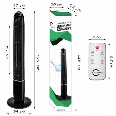 Gaisa ventilators CARRUZZO TOWER FAN 60W 120cm 5