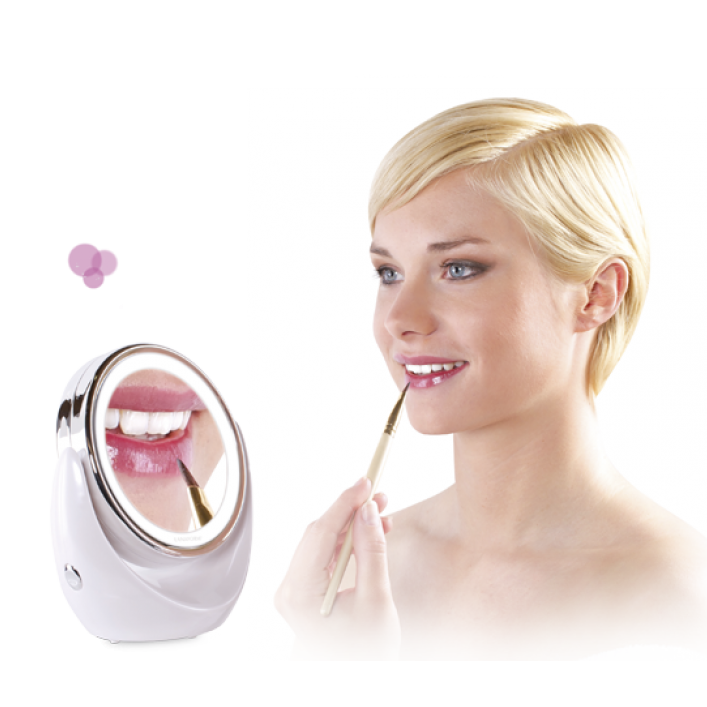 Doppelseitiger Vergrößerungsspiegel (X1/X10) mit Hintergrundbeleuchtung Lanaform LED Mirror 5 Doppelseitiger Vergrößerungsspiegel (X1/X10) mit Hintergrundbeleuchtung Lanaform LED Mirror 5