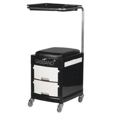 Cosmetology trolley - footrest for pedicure HELPER PLUS PEDICURE STOOL 2 BLACK/WHITE Cosmetology trolley - footrest for pedicure HELPER PLUS PEDICURE STOOL 2 BLACK/WHITE