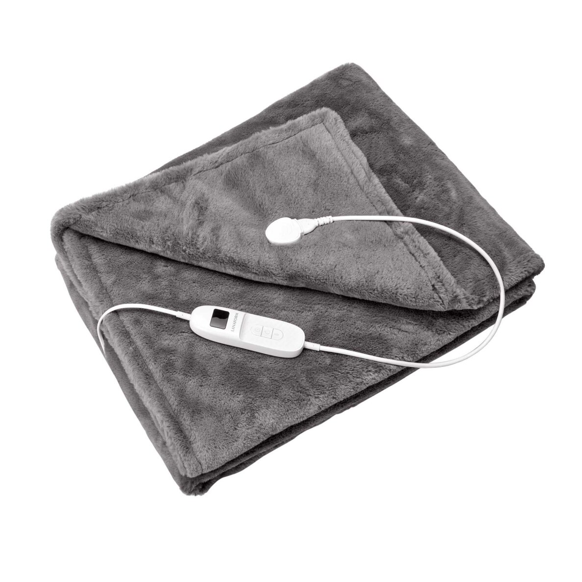 Elektrinė antklodė Lanaform Cocoon Plaid Ultra-soft Grey 160×120cm 1