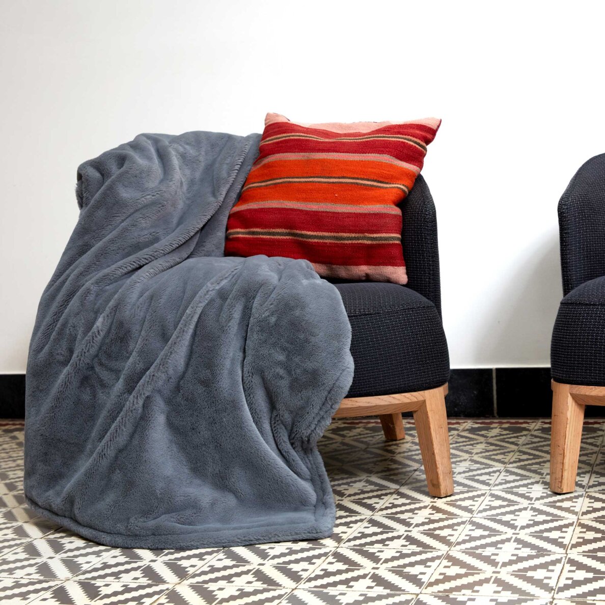 Elektrinė antklodė Lanaform Cocoon Plaid Ultra-soft Grey 160×120cm 19