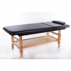 Stacionarus masažo stalas Comfort iš vokiško buko medienos (juodas)