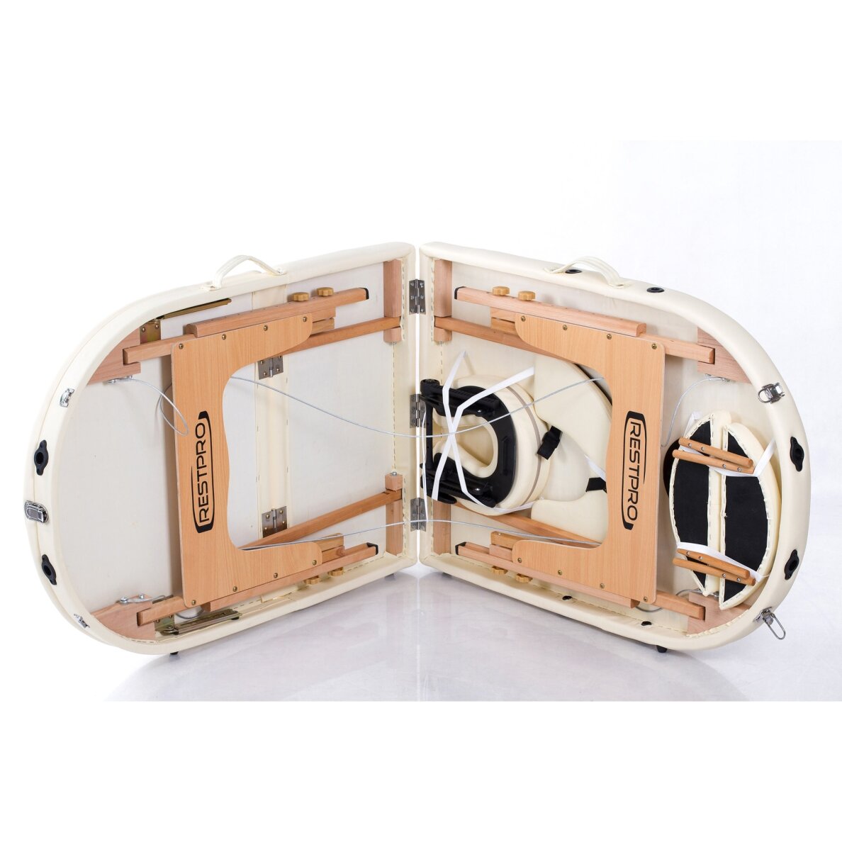 Sulankstomas masažo stalas Classic Oval 3 (Cream) 10 Sulankstomas masažo stalas Classic Oval 3 (Cream) 10