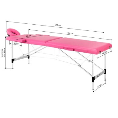 Kokkupandav massaažilaud Activ Fizjo 2 Alu Pink 16