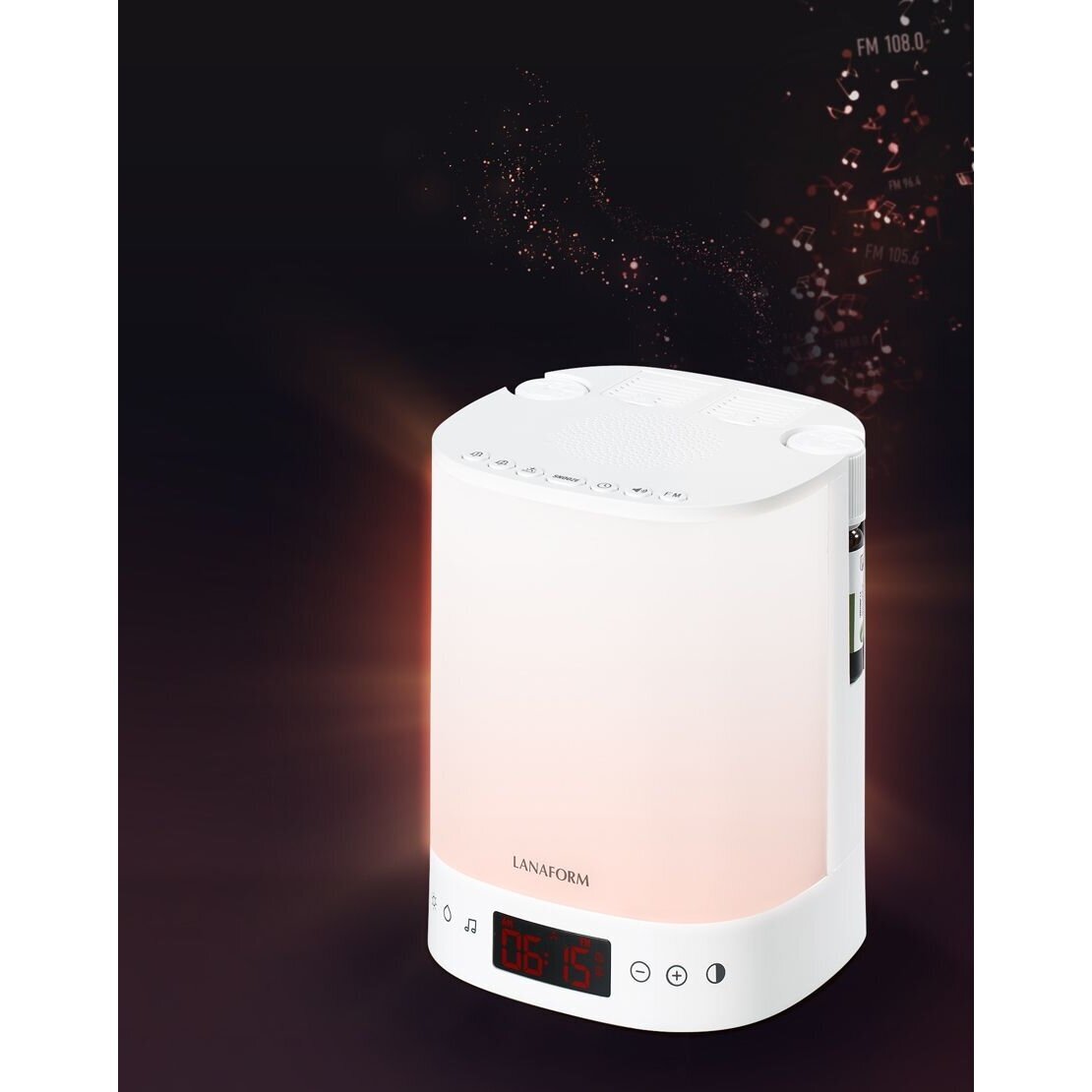 Šviesos žadintuvas su eterinių aliejaus garintuvu ir radija Lanaform Wake Up Scents 6 Šviesos žadintuvas su eterinių aliejaus garintuvu ir radija Lanaform Wake Up Scents 6