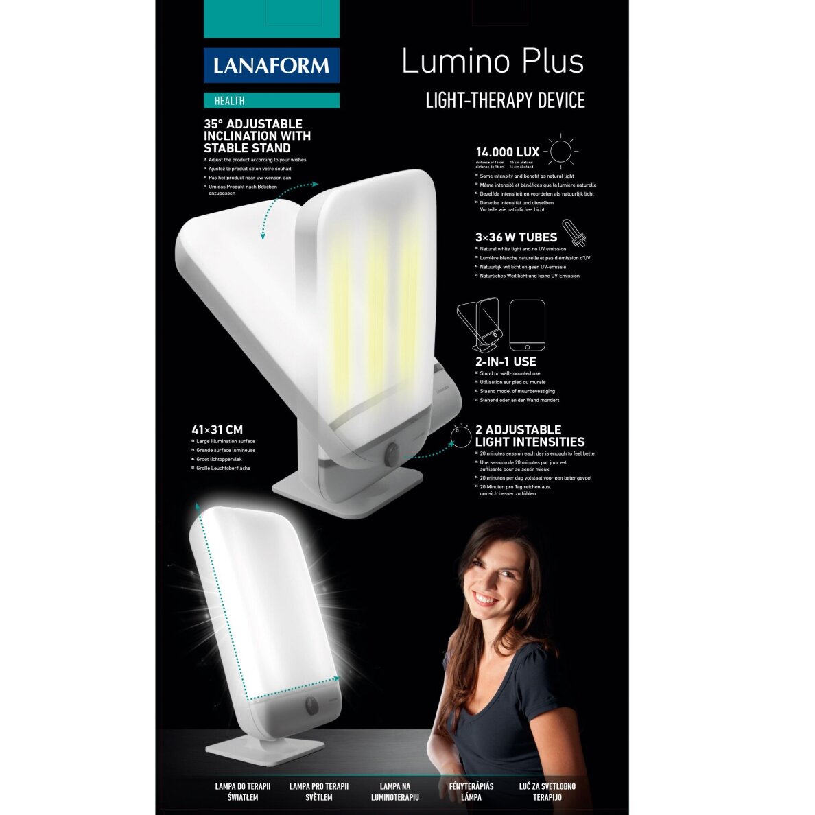 Gaismas terapijas lampa Lanaform Lumino Plus 14.000 Lux 7 Gaismas terapijas lampa Lanaform Lumino Plus 14.000 Lux 7