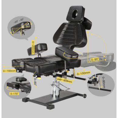 Fotel elektryczny do tatuażu Gina Brighton Black 1