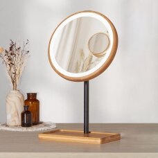 Vaizdą didinantis stalinis veidrodis ( ×1/ ×3) su apšvietimu Lanaform Bamboo Mirror