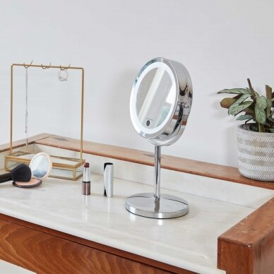 Suurentava kaksipuolinen peili (X1/X10) jossa on LED-taustavalo Lanaform Stand Mirror X10